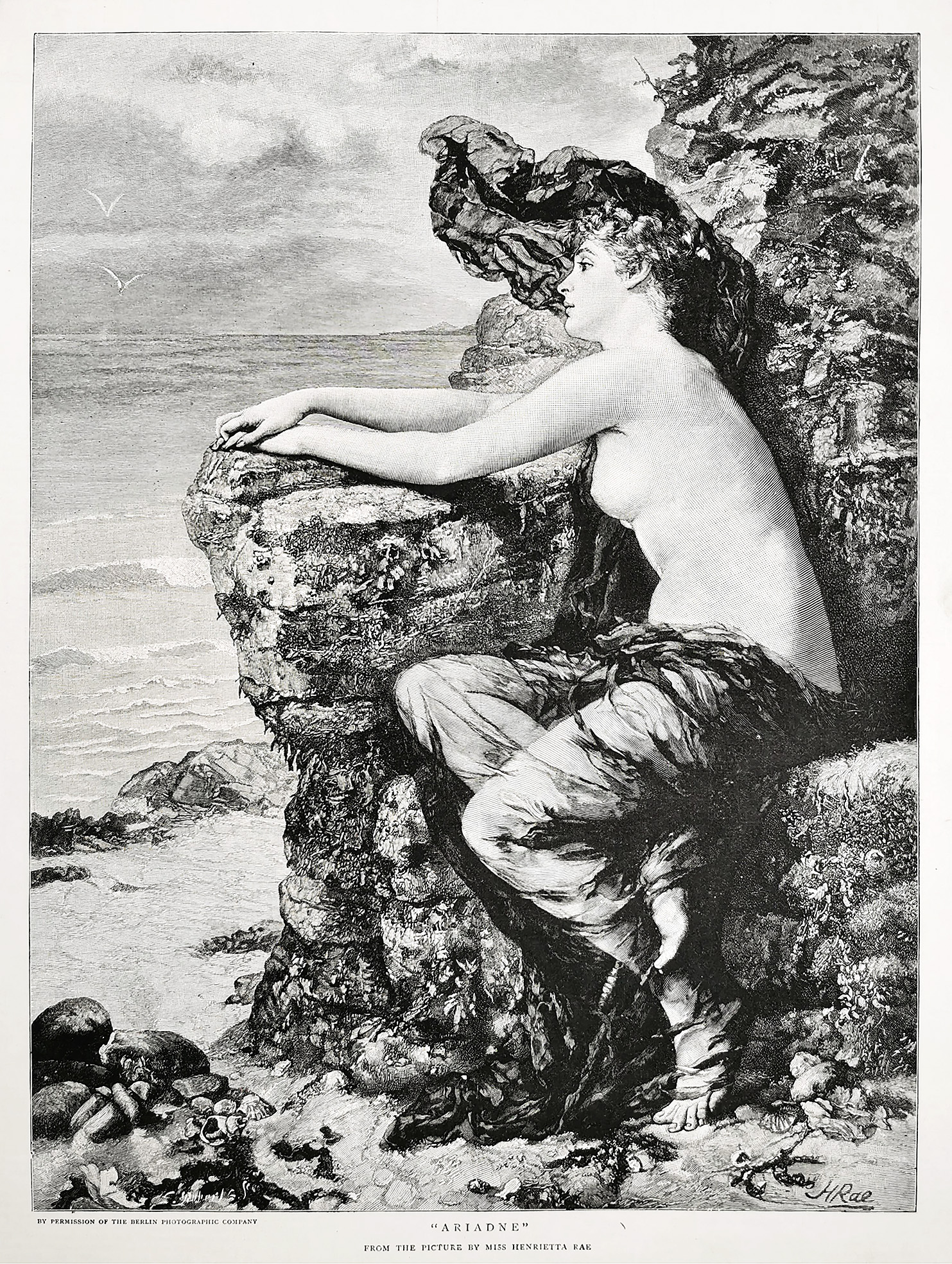 Ariadne - Antique Print from 1893