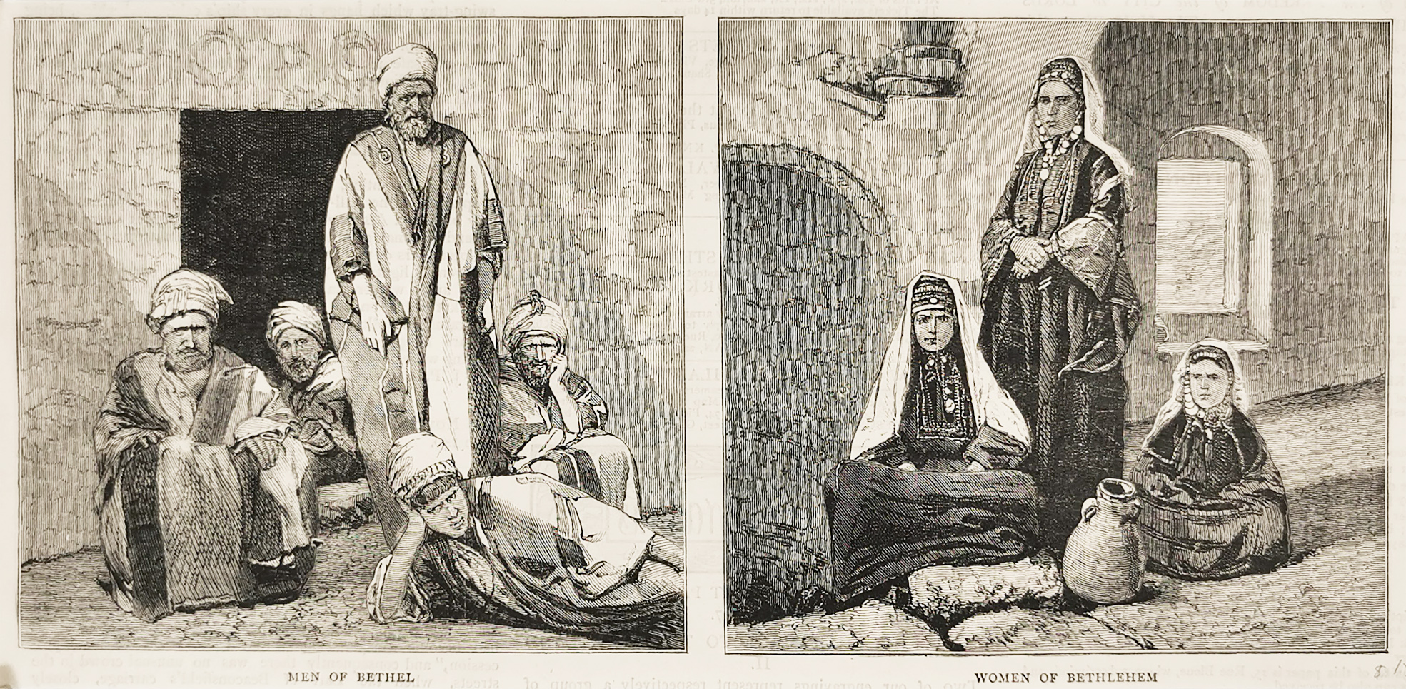 Men of Bethel. Women of Bethlehem. - Antique Print from 1878