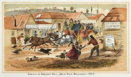 Arrival of Geelong Mail.-Main Road, Ballaarat, 1854. sic