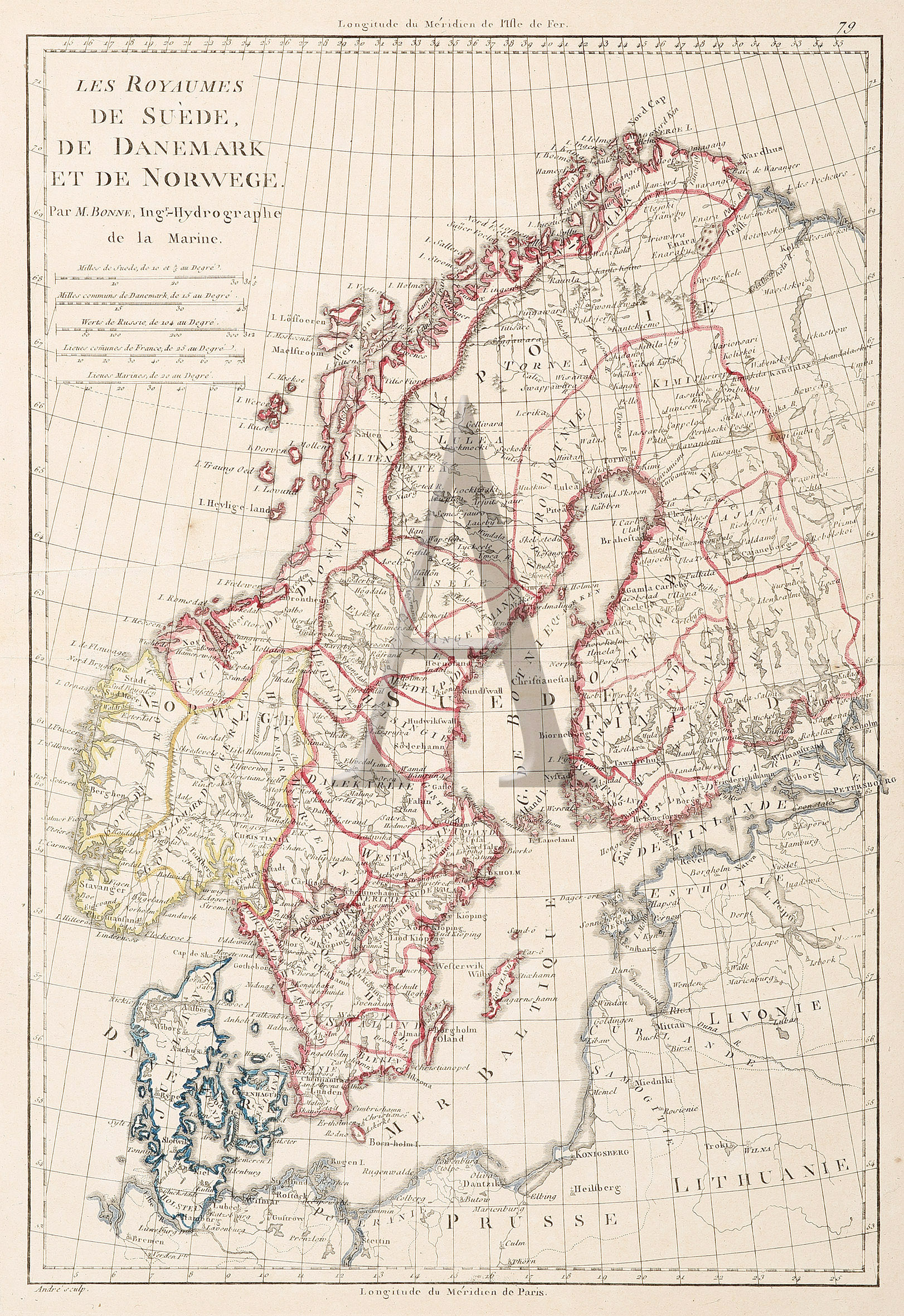 Les Royaumes de Suede, de Danemark et de Norwege. - Antique Print from 1788