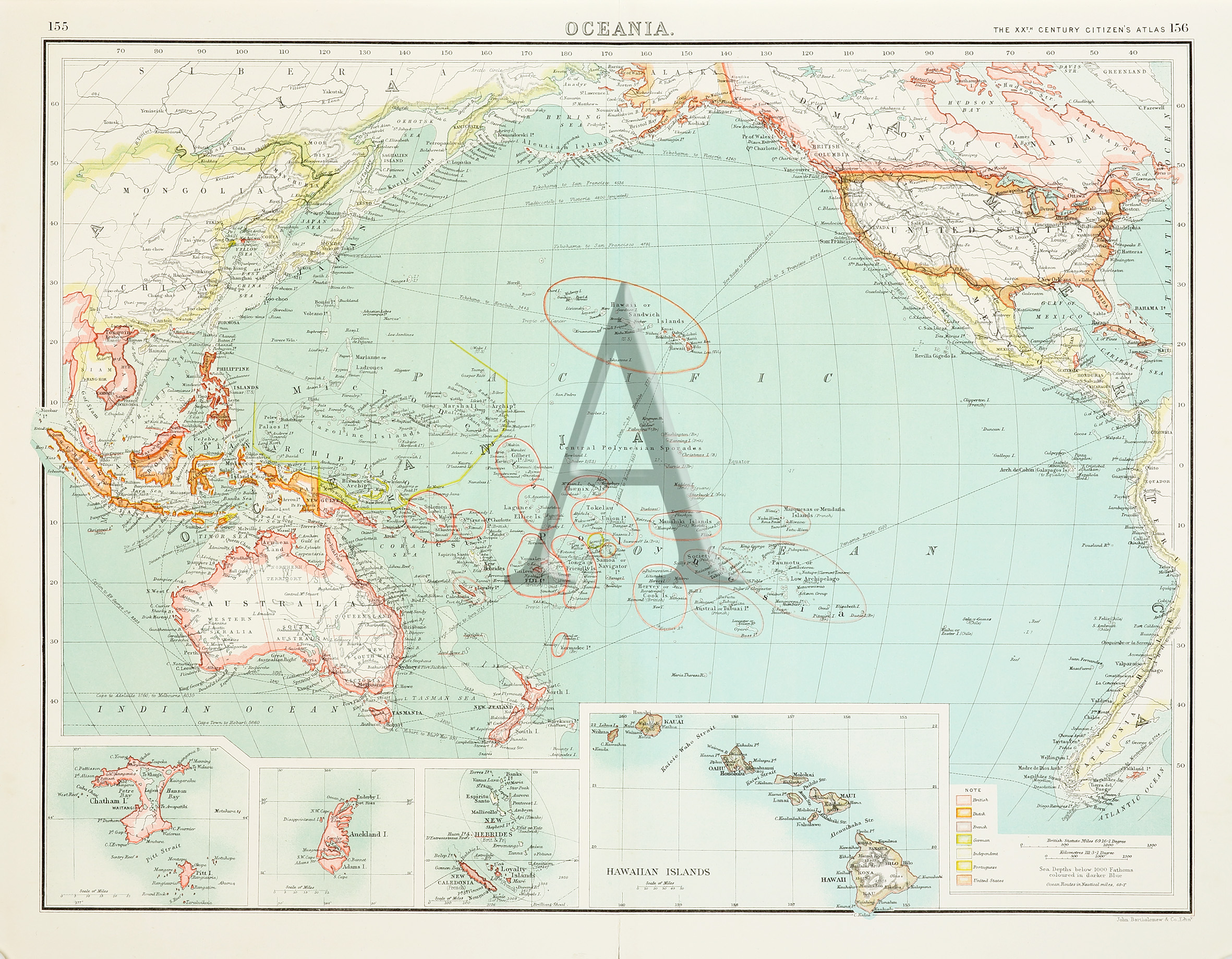 Oceania. - Antique Print from 1902