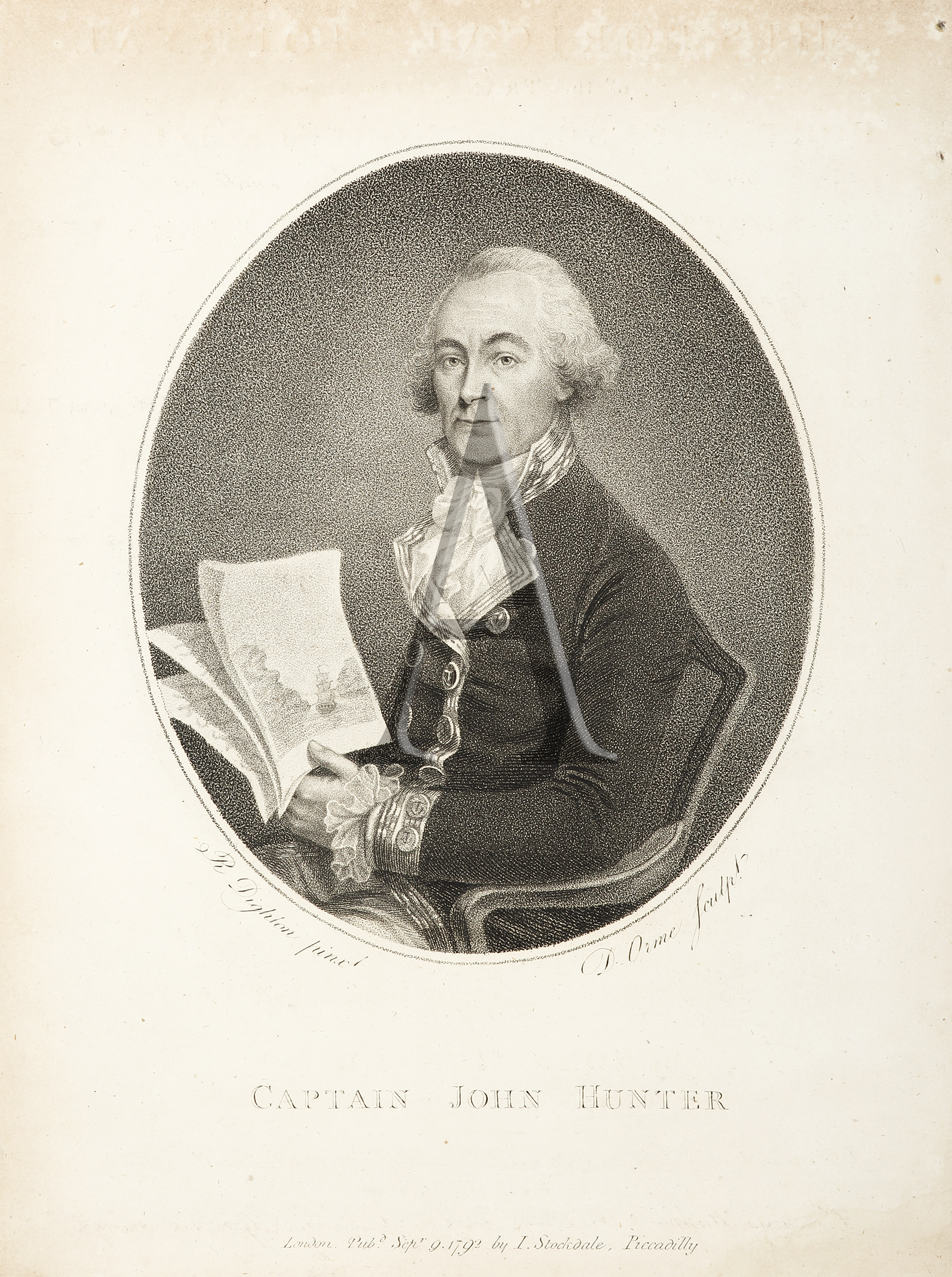 Captain John Hunter. - Antique Print from 1793