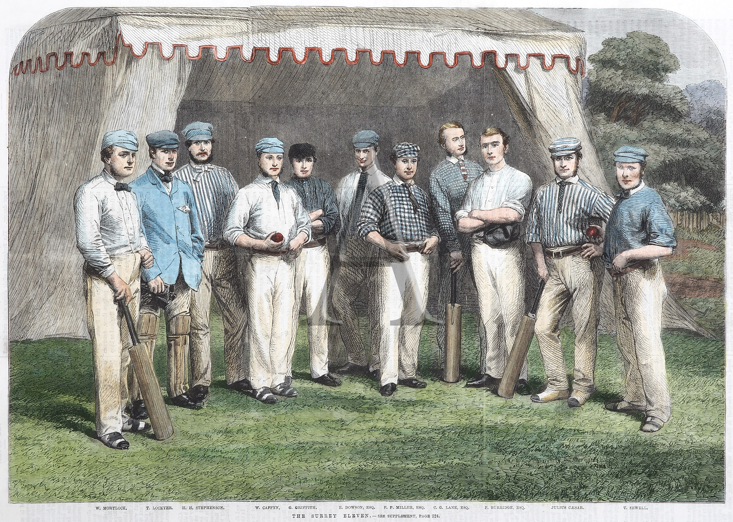 The Surrey Eleven. - Antique Print from 1861