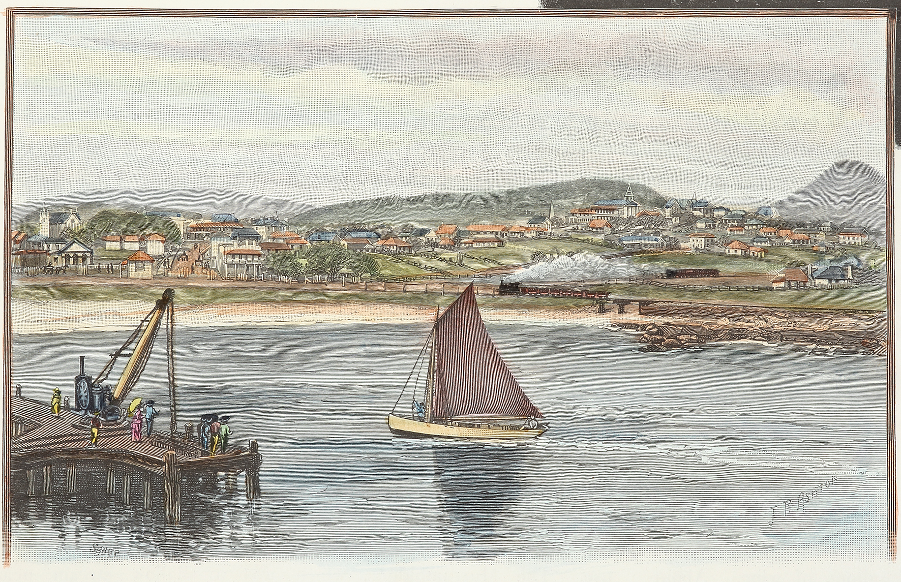 Wollongong from the Lighthouse. - Antique View from 1886