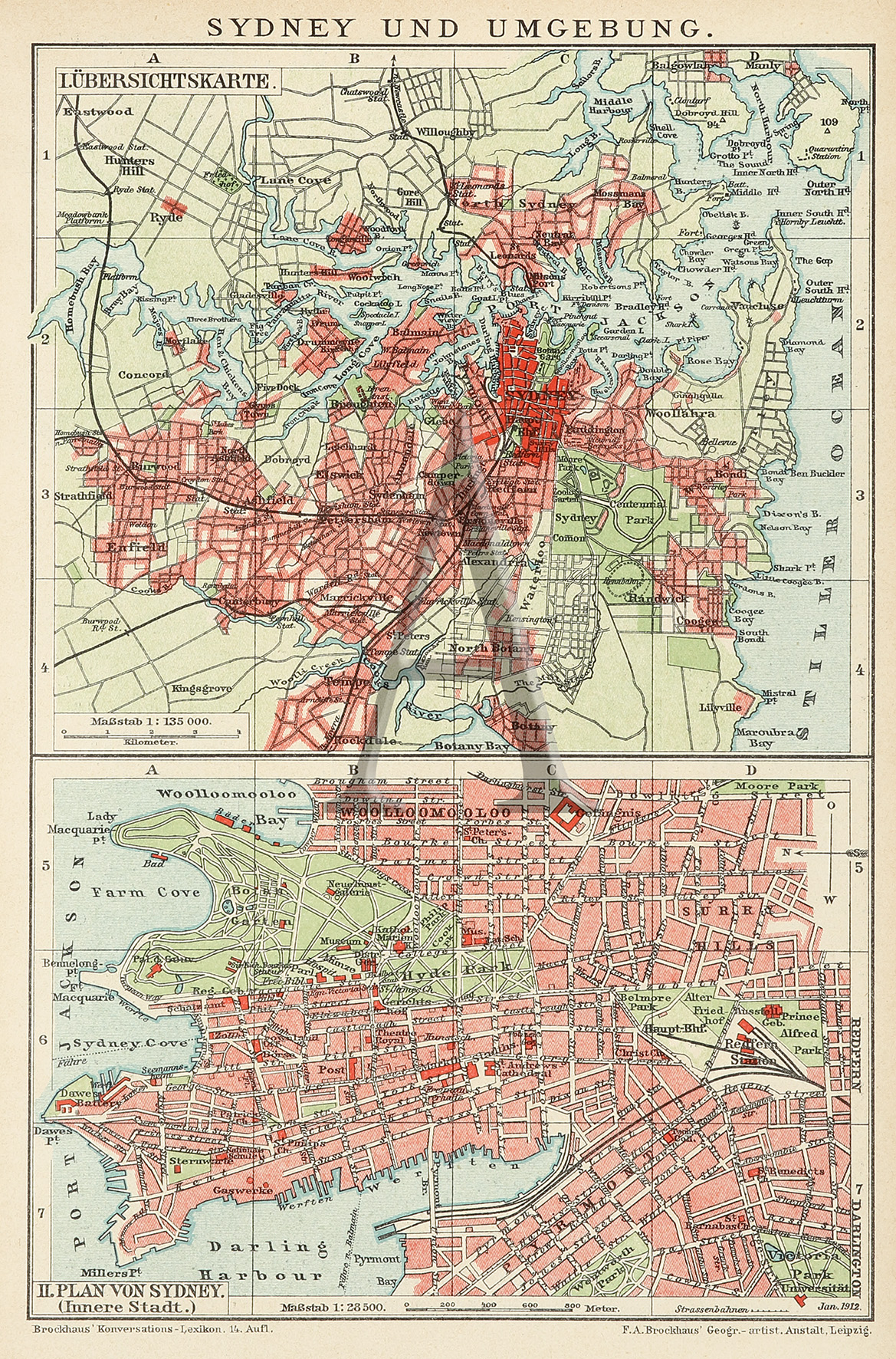 Sydney Und Umgebung. - Antique Map from 1899