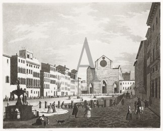 Veduta della Piazza di Santa Croce di Firenze. Italy