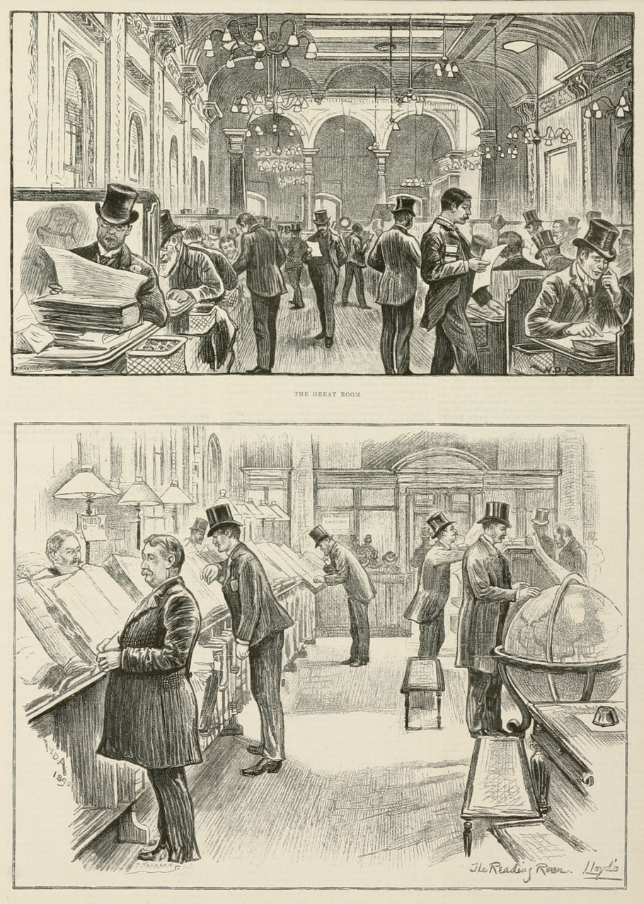 Sketches at Lloyd's - Antique Print from 1890