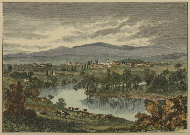 Albury, from the Murray. - Antique View from 1883