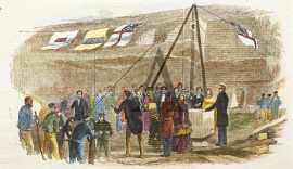 Laying the Foundation Stone of the Sill of the Fitz Roy Dry dock.