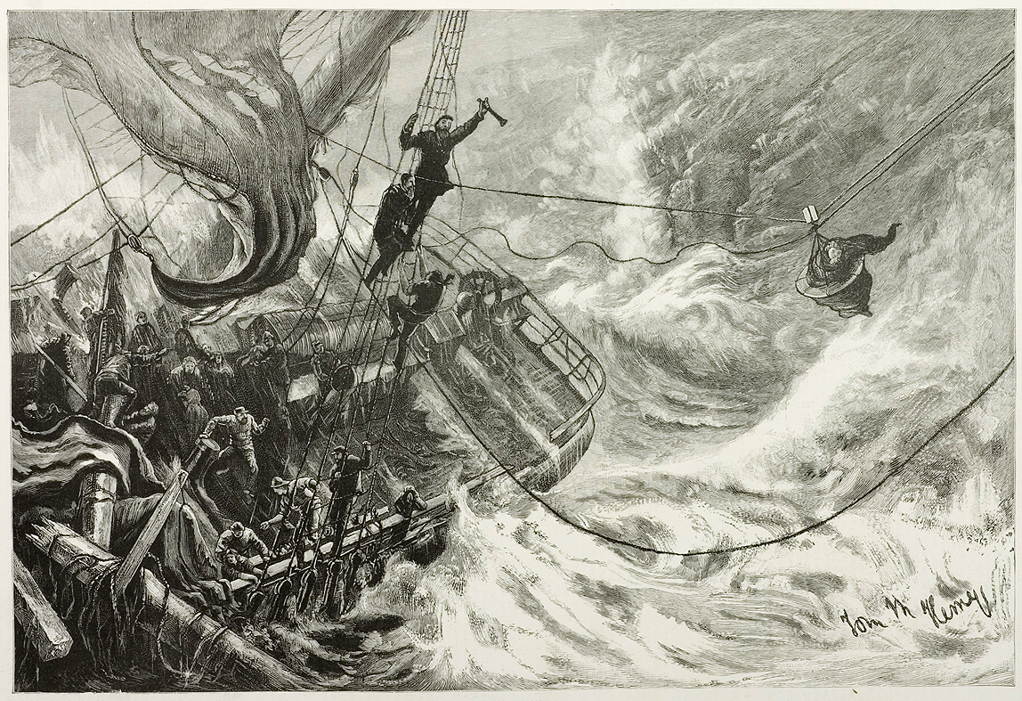 Rescue - Antique Print from 1889