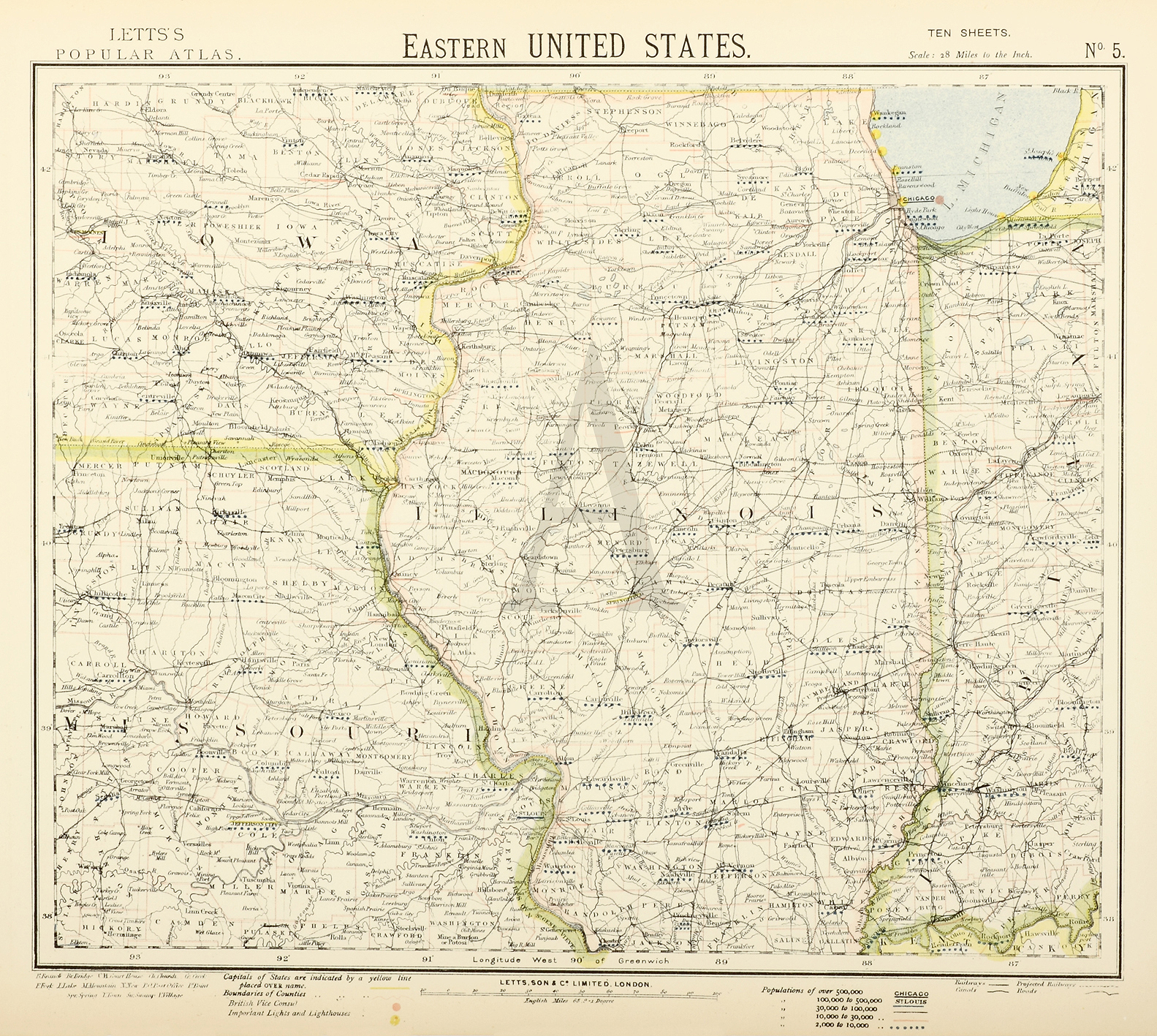 Eastern United States. No. 5. - Antique Print from 1881