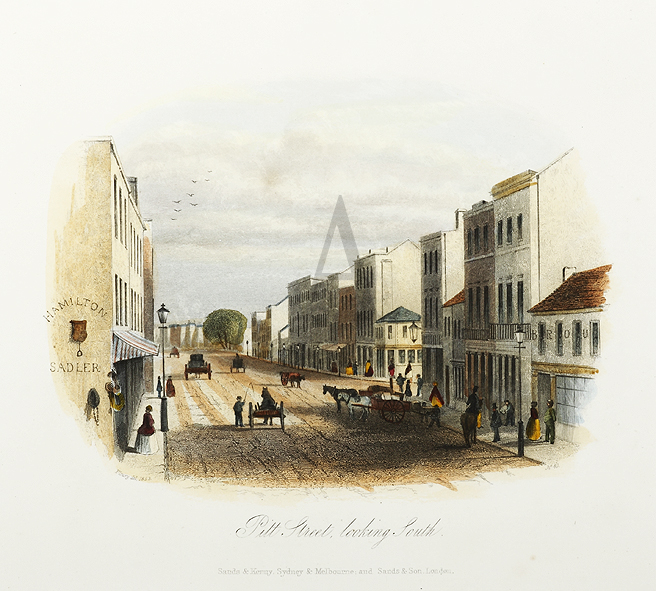 Pitt Street, Looking South. - Antique View from 1854
