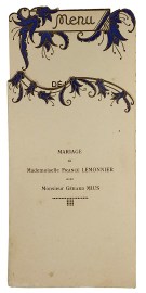 Menu: Mariage de Mademoiselle France Lemonnier avec Monsieur Gérard Mius. MENUS & DINNER INVITATIONS Menu: Mariage de Mademoiselle France Lemonnier avec Monsieur Gérard Mius.