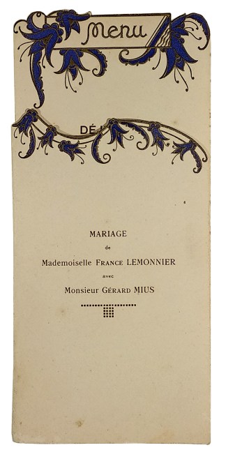 Menu: Mariage de Mademoiselle France Lem… MENUS & DINNER INVITATIONS
