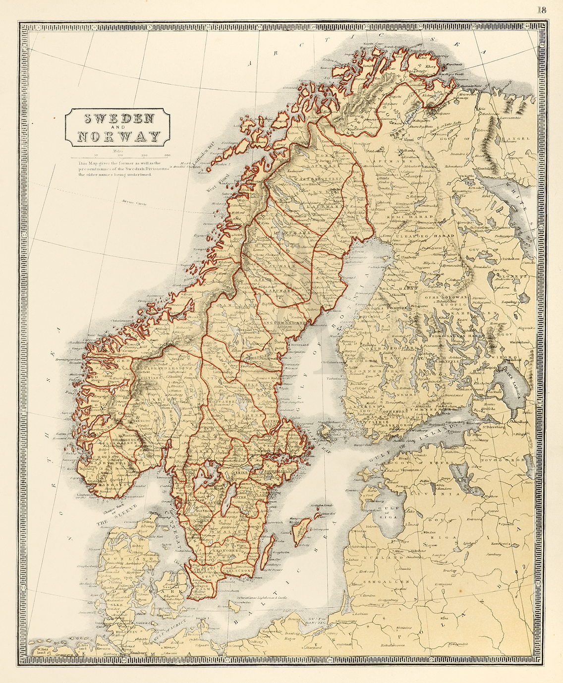 Sweden and Norway - Antique Print from 1863