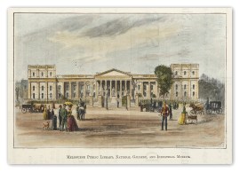 Melbourne Public Library, National Gallery, and Industrial Museum.