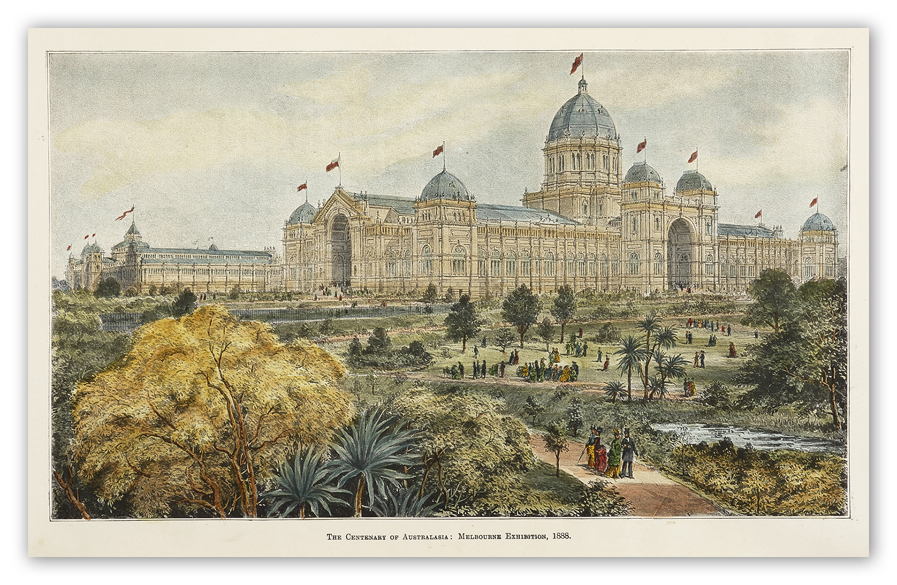 The Centenary of Australasia: Melbourne Exhibition, 1888. - Antique Print from 1889