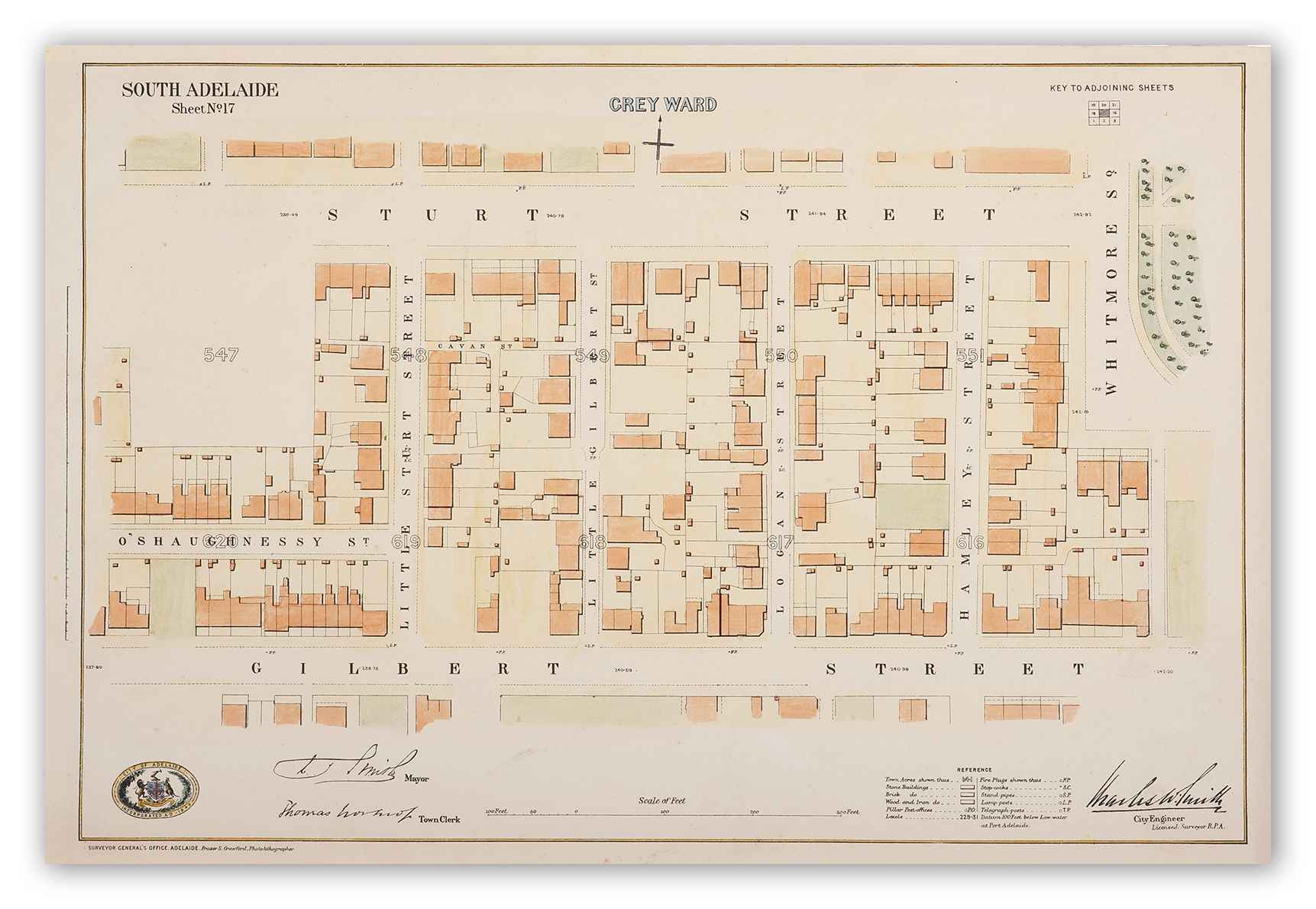 [Sturt St./ Gilbert St.] South Adelaide Sheet No. 17 - Antique Map from 1882