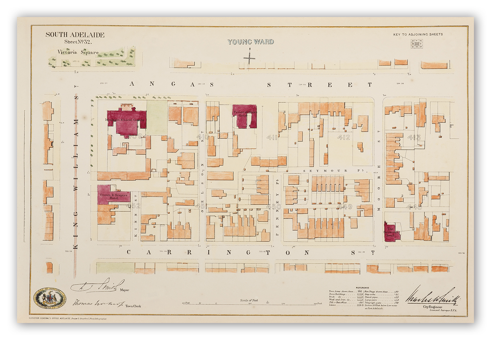 [Angas St./King William St./Carrington St.] South Adelaide Sheet No. 32. - Antique Map from 1882