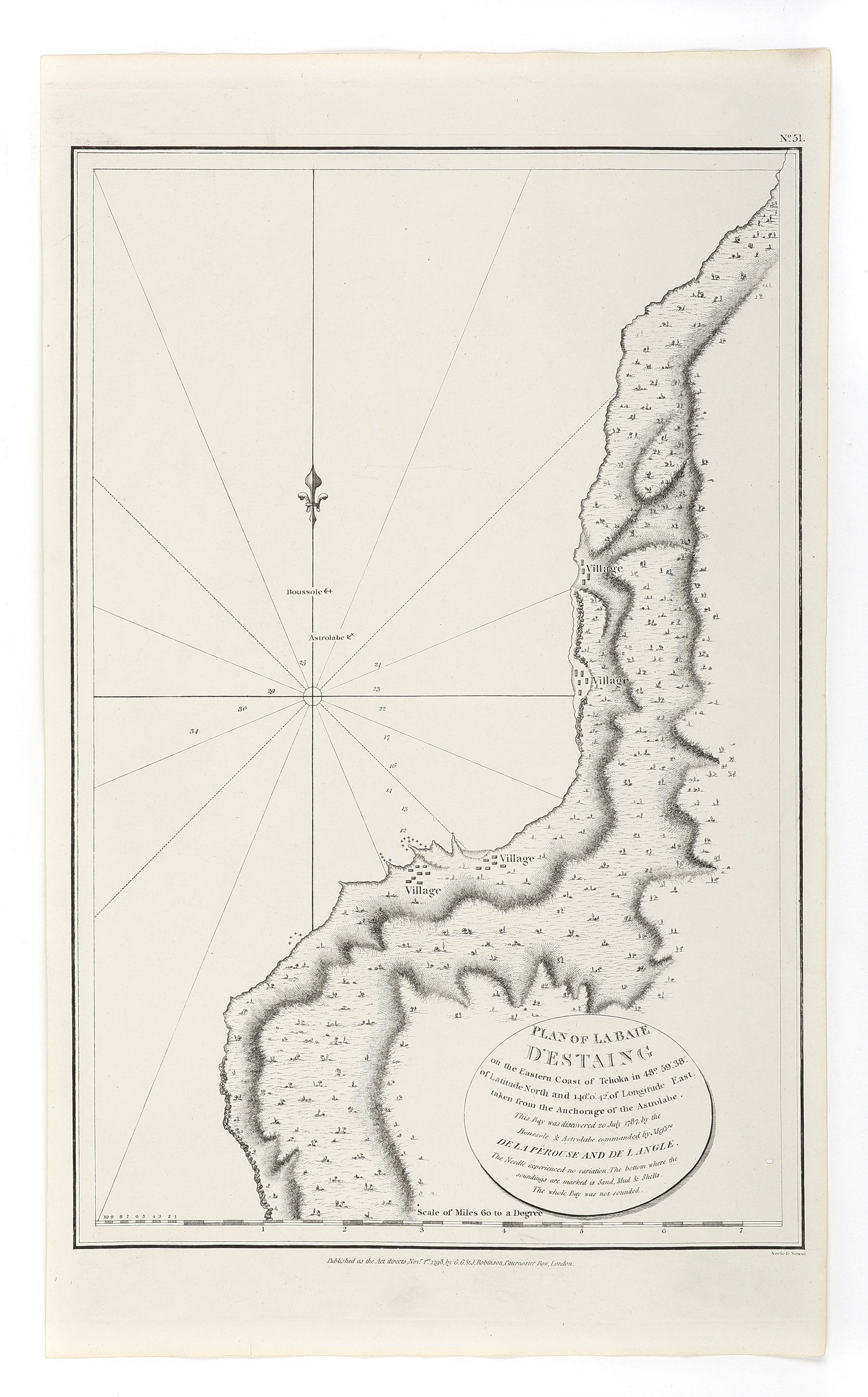 Plan of La Baie de d'Estaing on the Eastern Coast of Tehoka - Antique Map from 1798