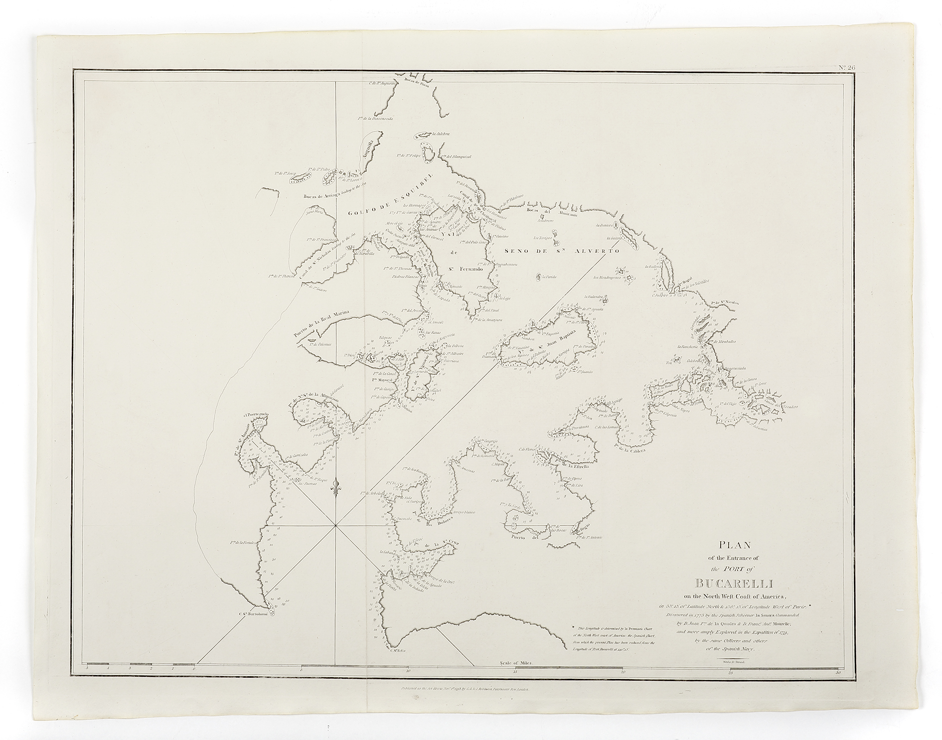 Plan of the Entrance of the Port of Bucarelli on the North West Coast of America,..... - Antique Map from 1798