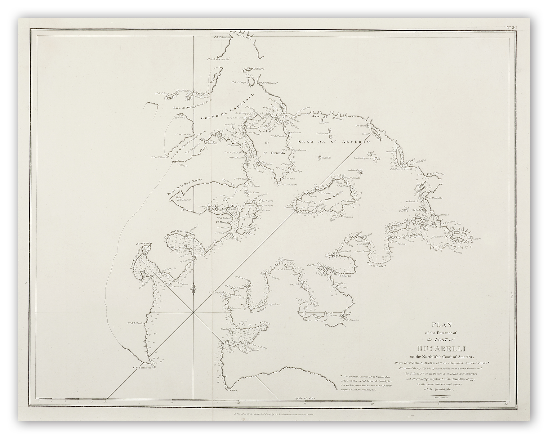 Plan of the Entrance of the Port of Bucarelli on the North West Coast of America,..... - Antique Map from 1798