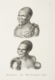 Bewohner von Van Diemens Land. [1. Grou-Agara.. 2. Arra-Maida.]