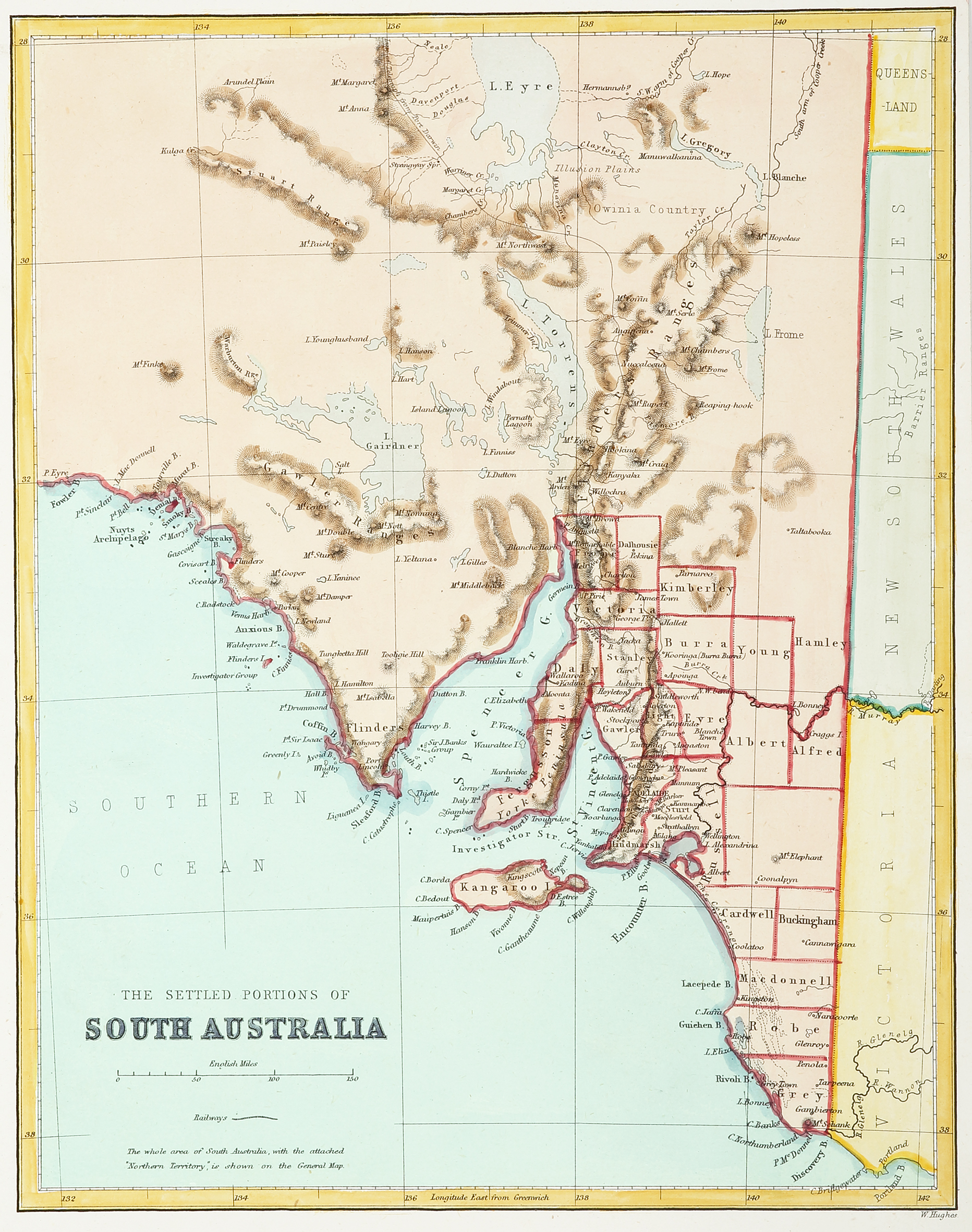 The Settled Portions of South Australia - Antique Map from 1876