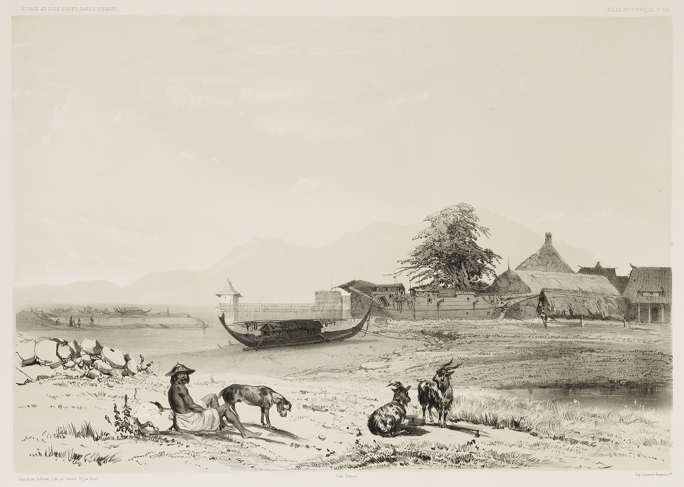 Rade de Ternate (Iles Moluques) [Maluku] - Antique View from 1842