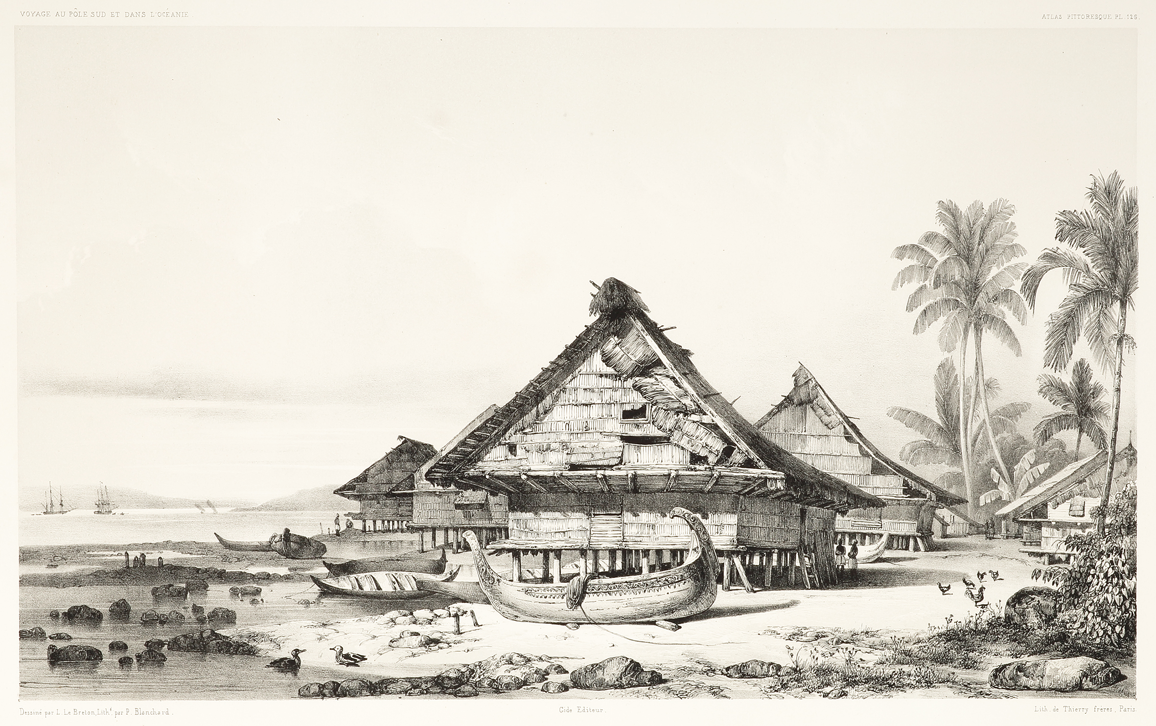 Rade et Village de Warrou (Ile Ceram) [Seram] - Antique View from 1842