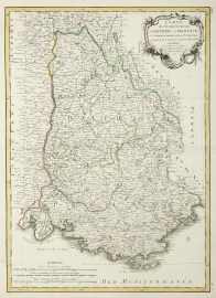 Carte des Gouvernements de Dauphine et de Provence avec le Comtat Venaissin et de la Princete. D'Orlange. Assujiettie au Ciel Projettee par M.Bonne.