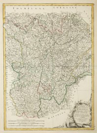 Carte des Gouvernements de Bourgogne, de Franche Comte et de Lyonnois. Projettee et Assujiettie au Ciel par M.Bonne. [Burgundy]