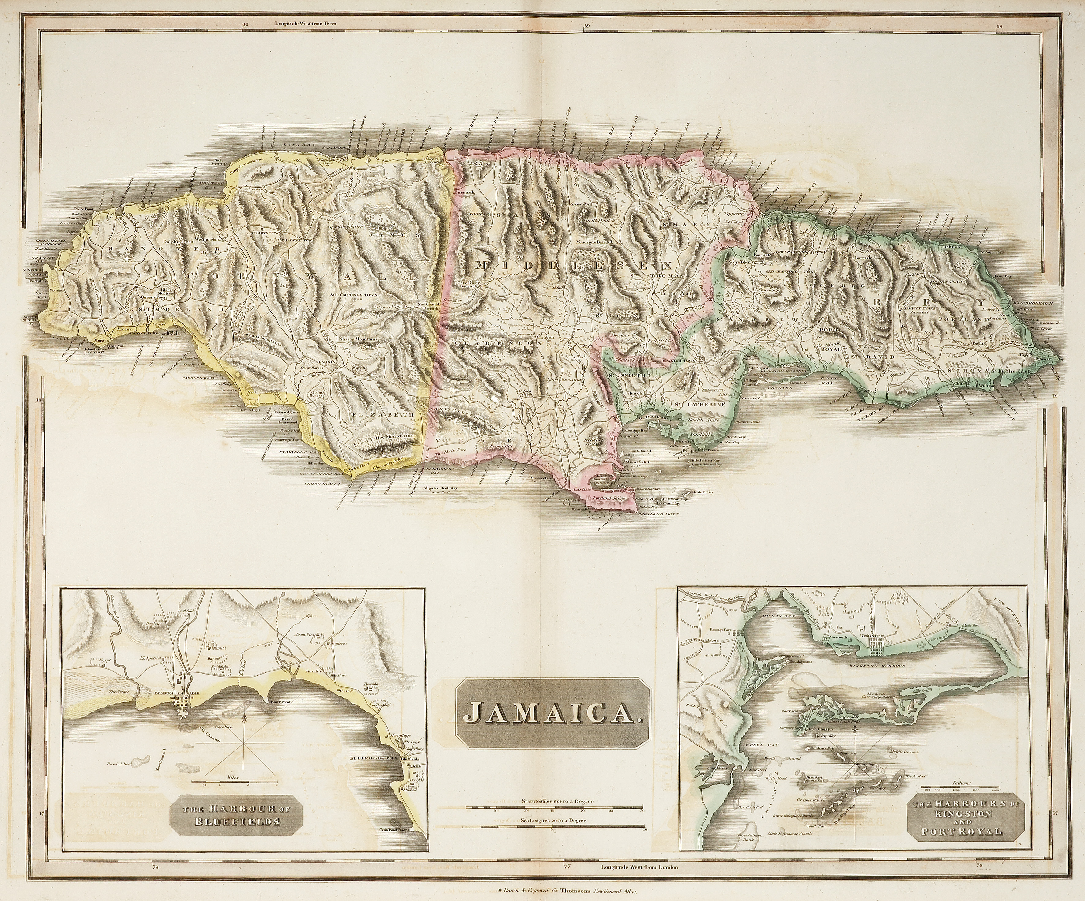 Jamaica - Antique Map from 1817