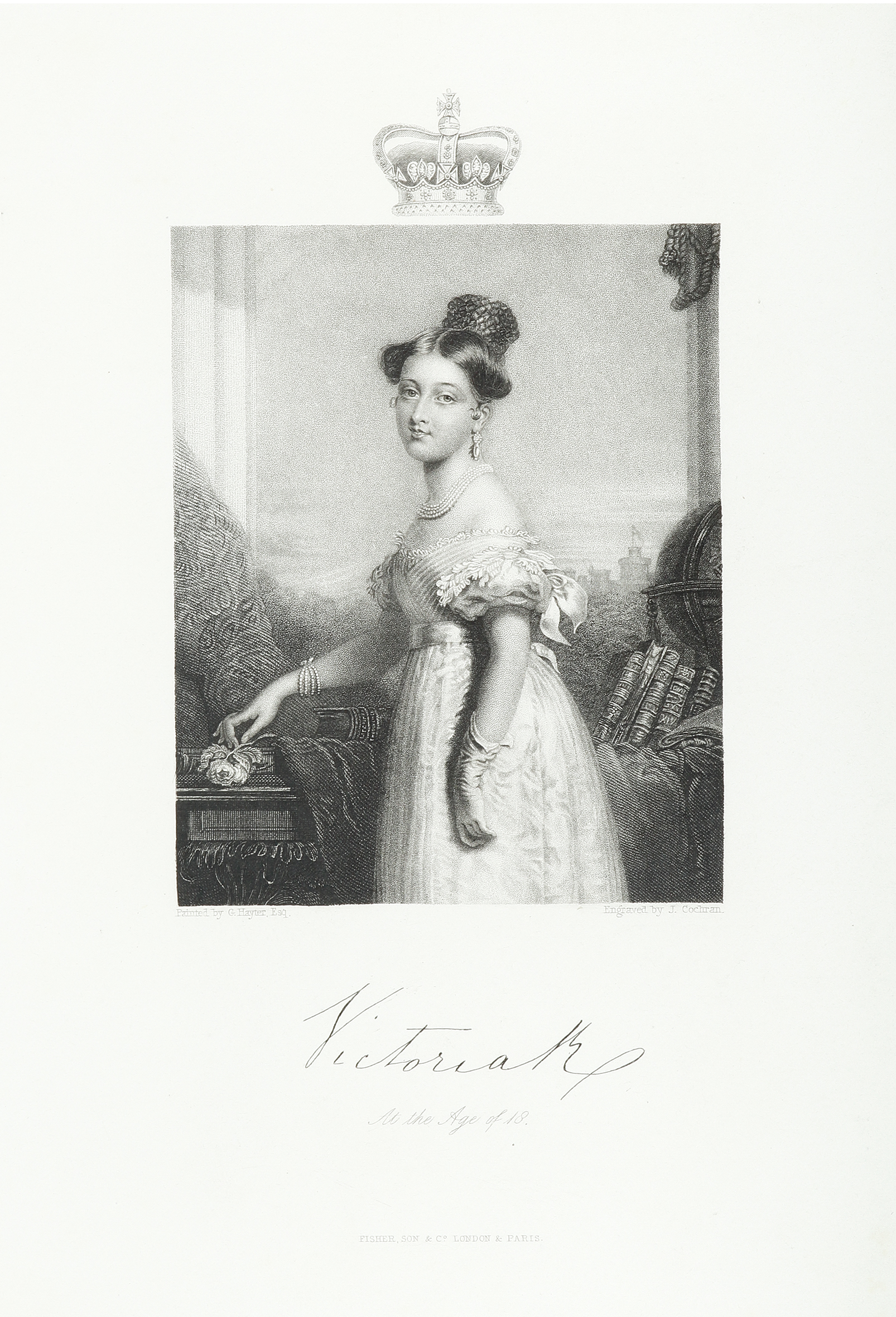 Victoria At the Age of 18. - Antique Print from 1846