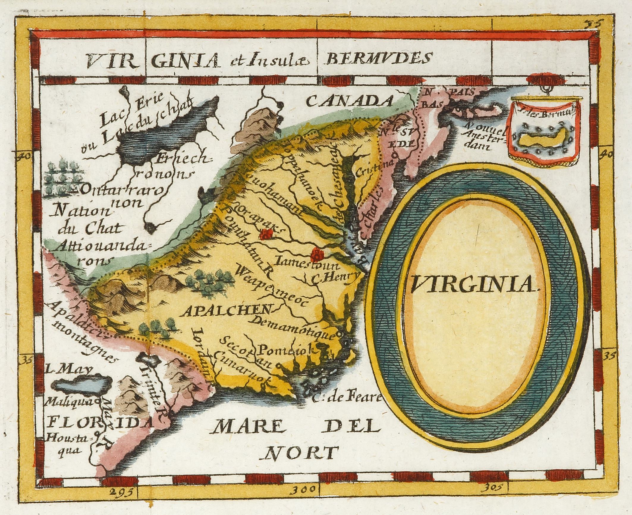 Virginia. Virginia et Insulae Bermudes - Antique Map from 1681