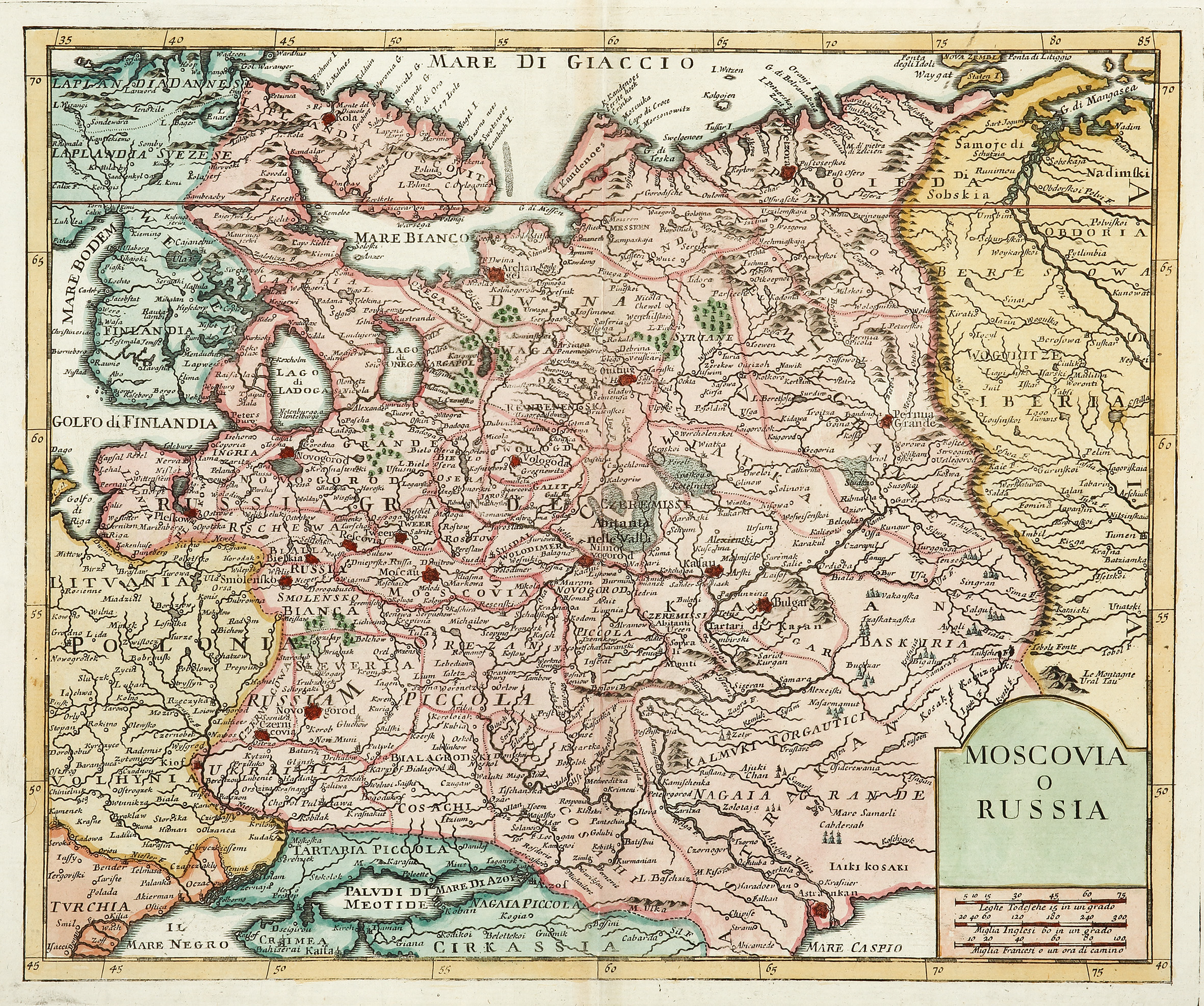 Moscovia o Russia - Antique Print from 1740