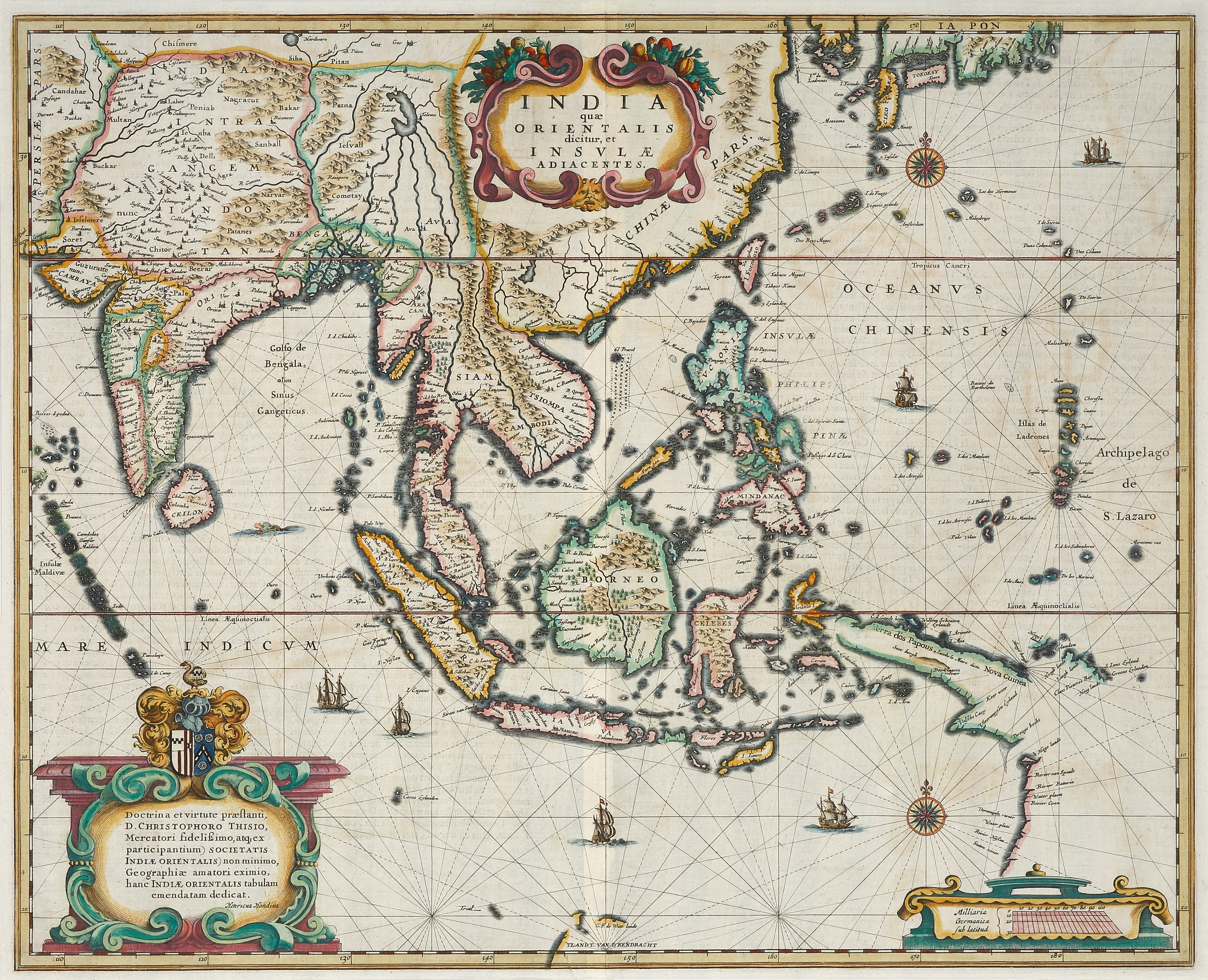 India quae Orientalis dicitur, et Insulae Adiacentes. - Antique Map from 1638