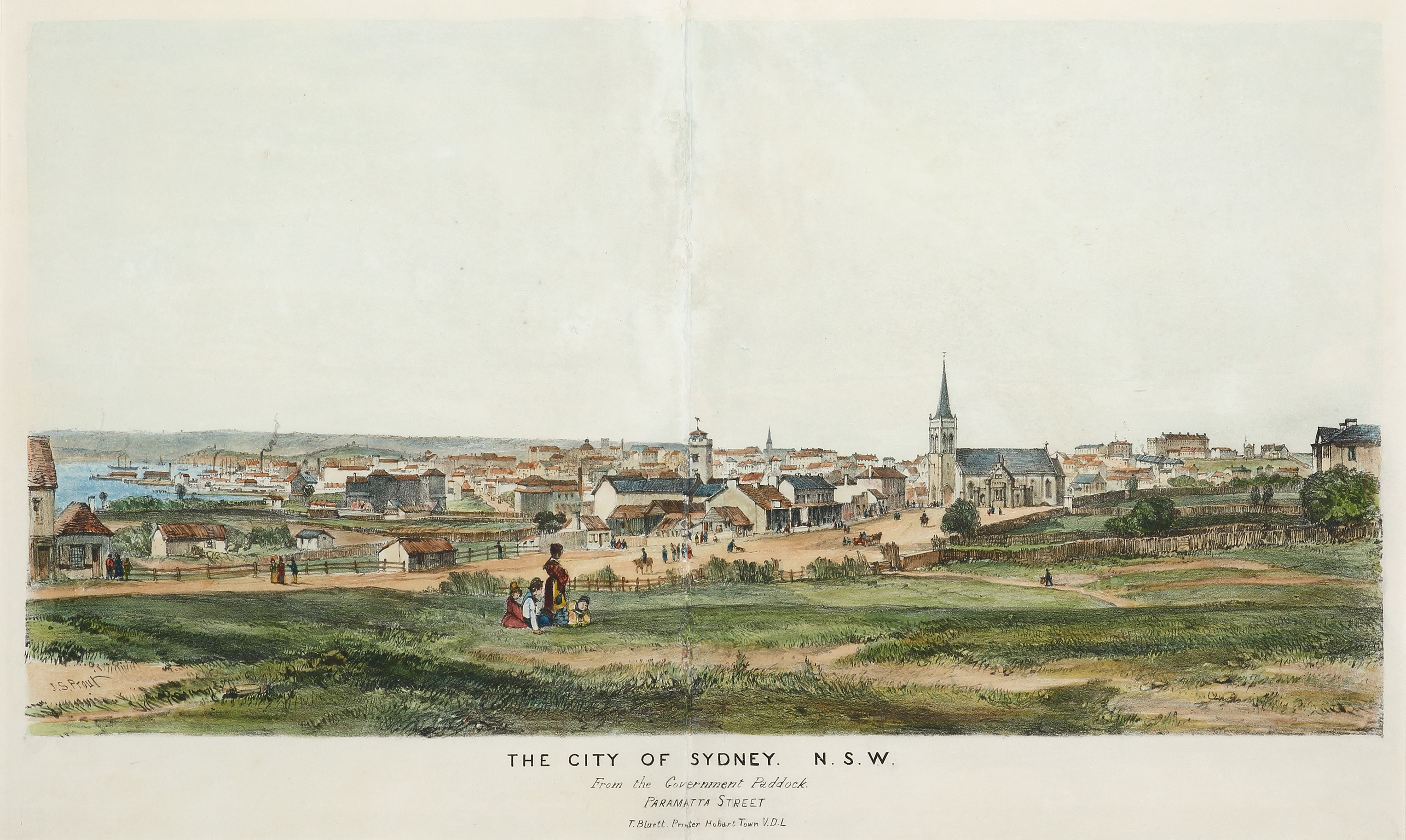 The City of Sydney, N.S.W., from the Government Paddock, Parramatta Street - Antique Print from 1844
