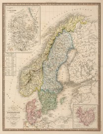 Carte de la Monarchie Suedoise de Royaume de Danem… Scandinavia: Denmark, Finland, Iceland, Norway and Sweden