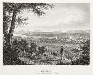 Constanz und des Panorama der Alpen Germany