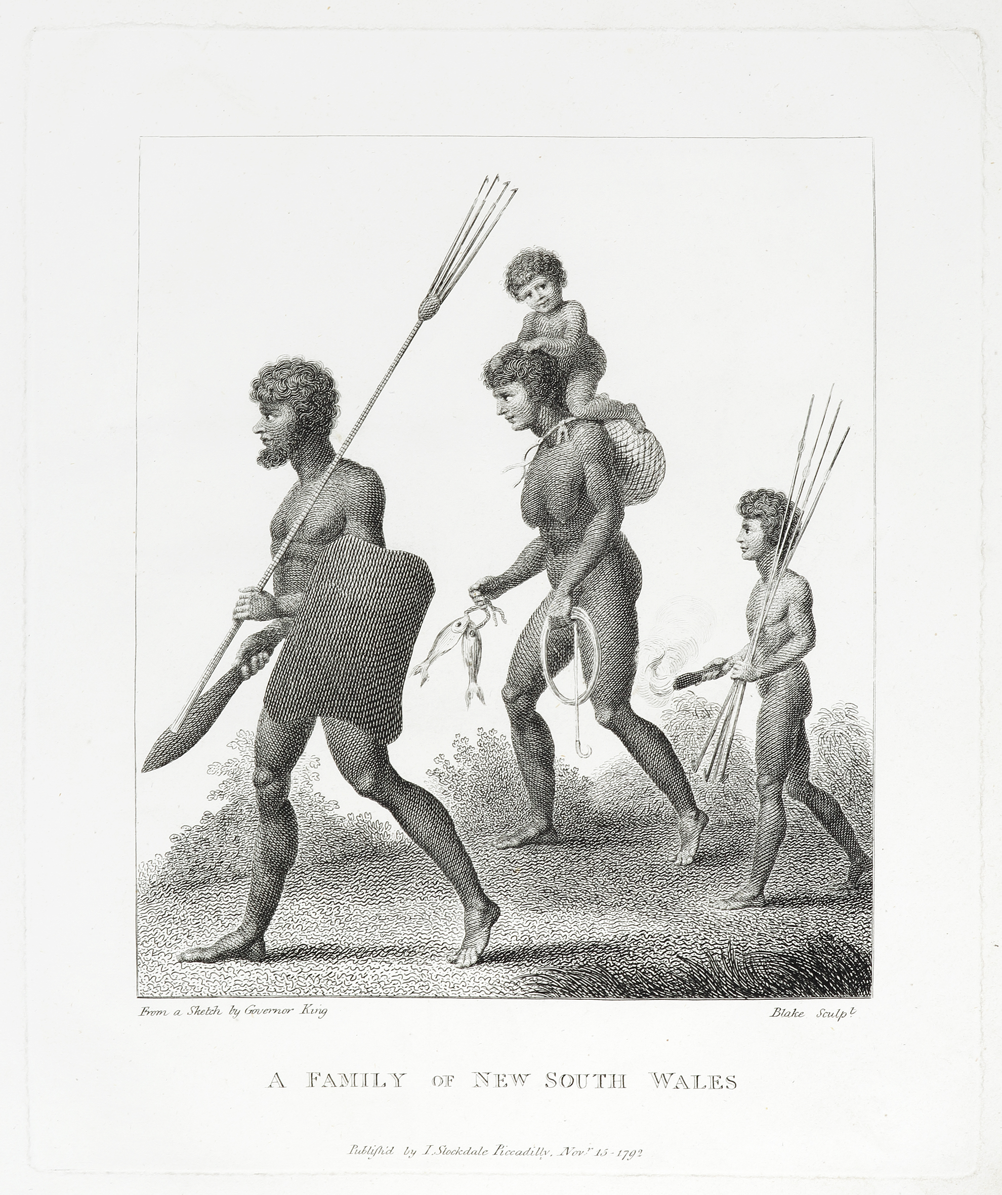 A Family of New South Wales. - Antique Print from 1792