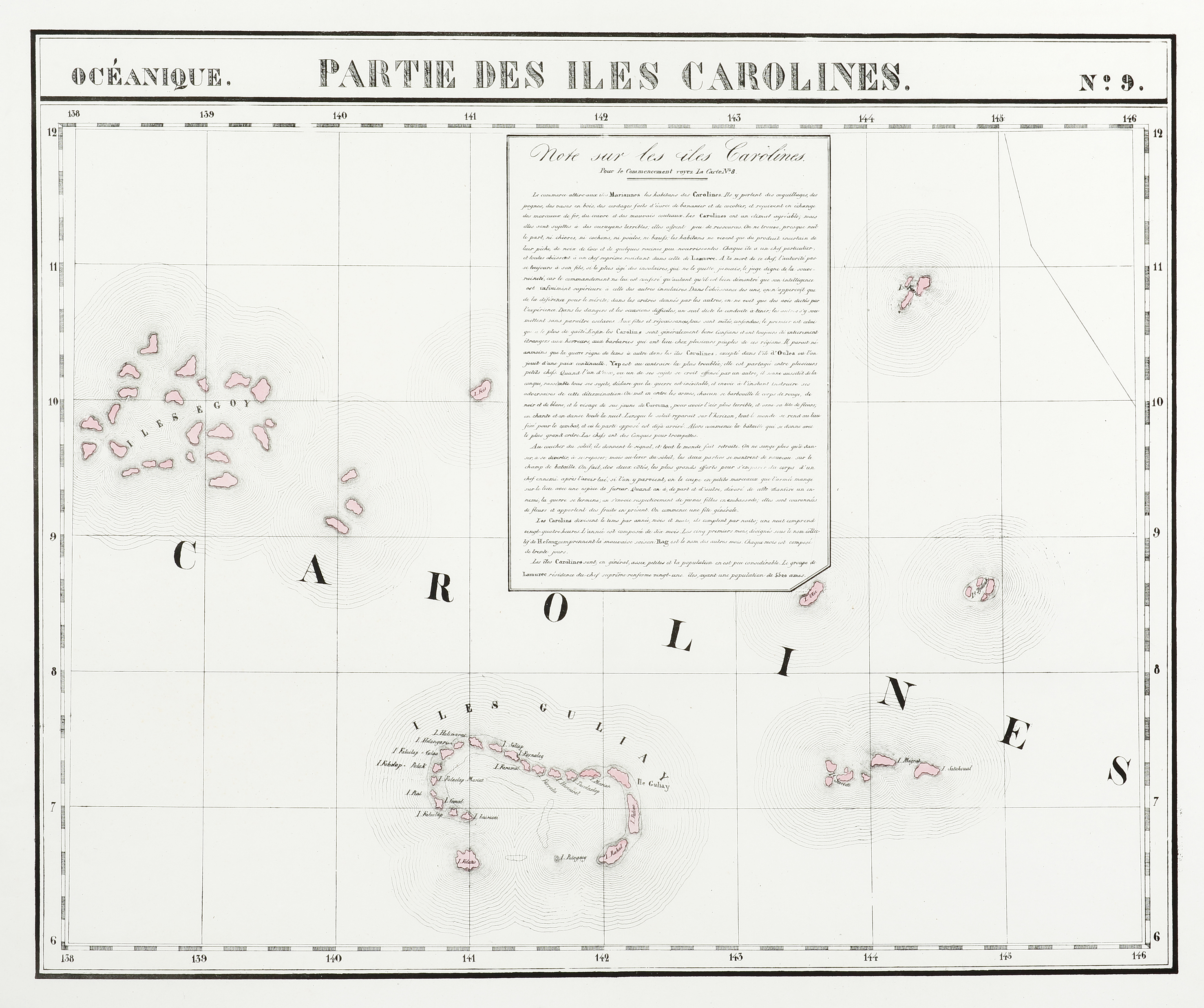 Oceanique. Partie des Iles Carolines. No. 9. - Antique Map from 1827