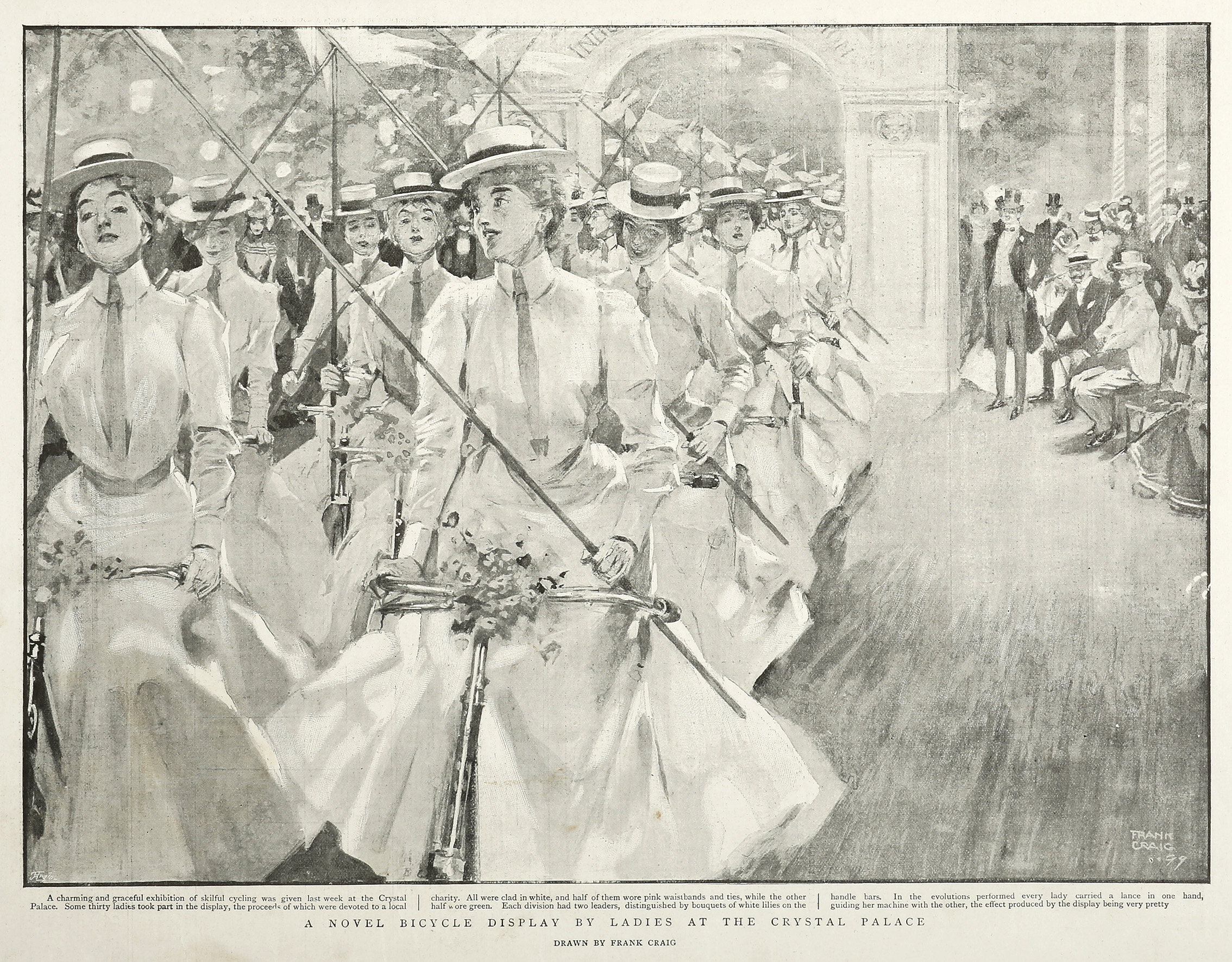 A Novel Display by Ladies at the Crystal Palace. - Antique Print from 1899