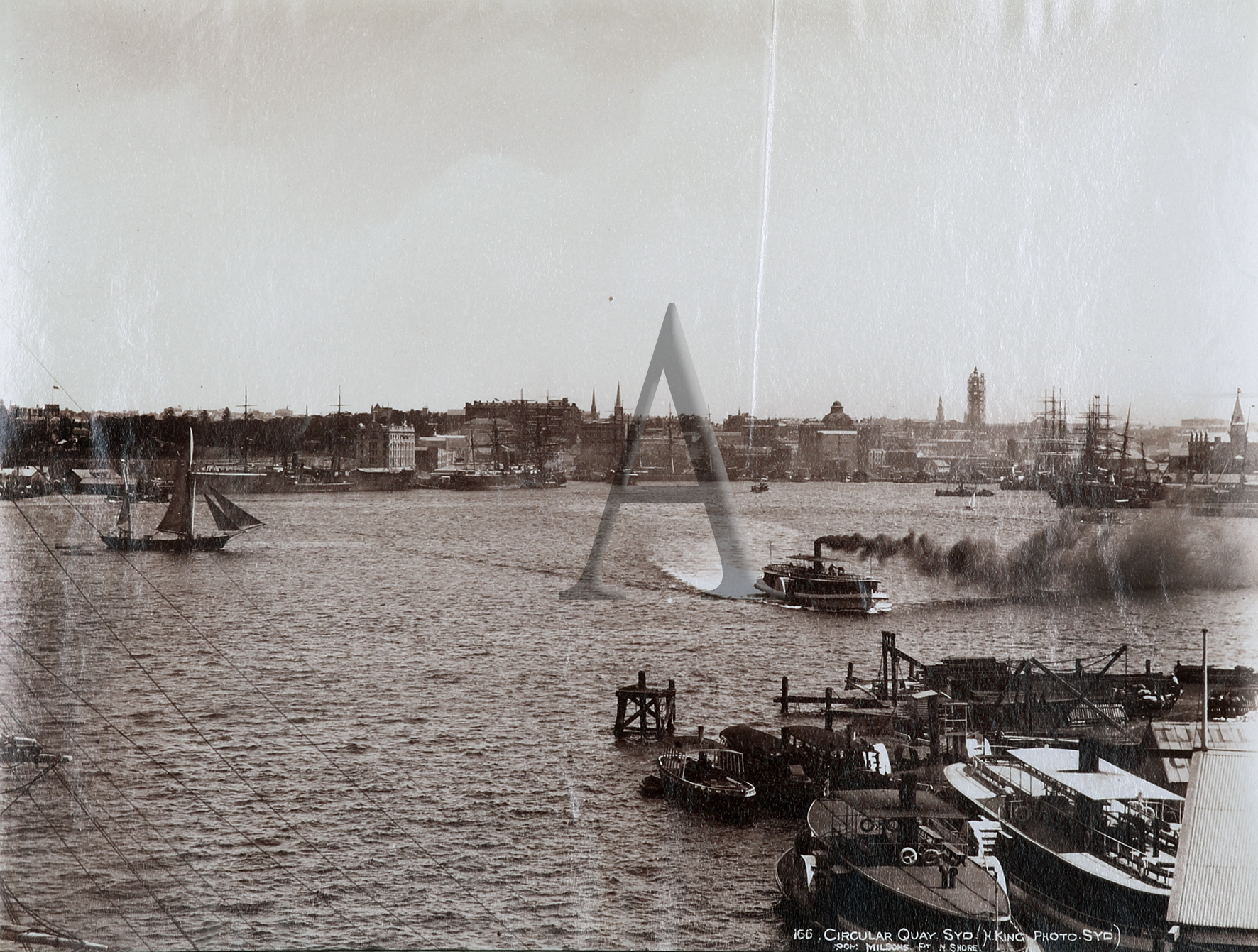 Circular Quay Syd from Milson's Pt. N.Shore - Antique Print from 1880