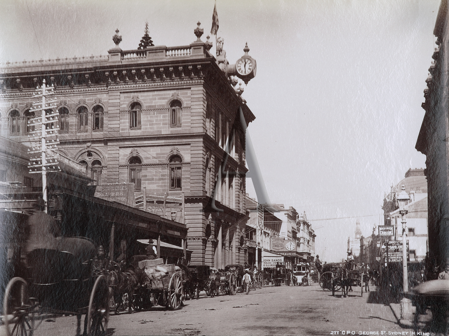 G.P.O. George St. Sydney - Antique Print from 1880