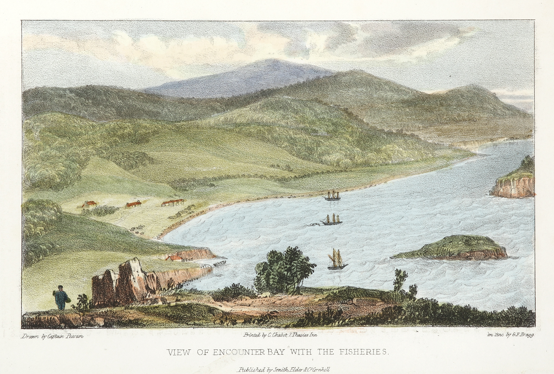View of Encounter Bay with the Fisheries. - Antique View from 1839
