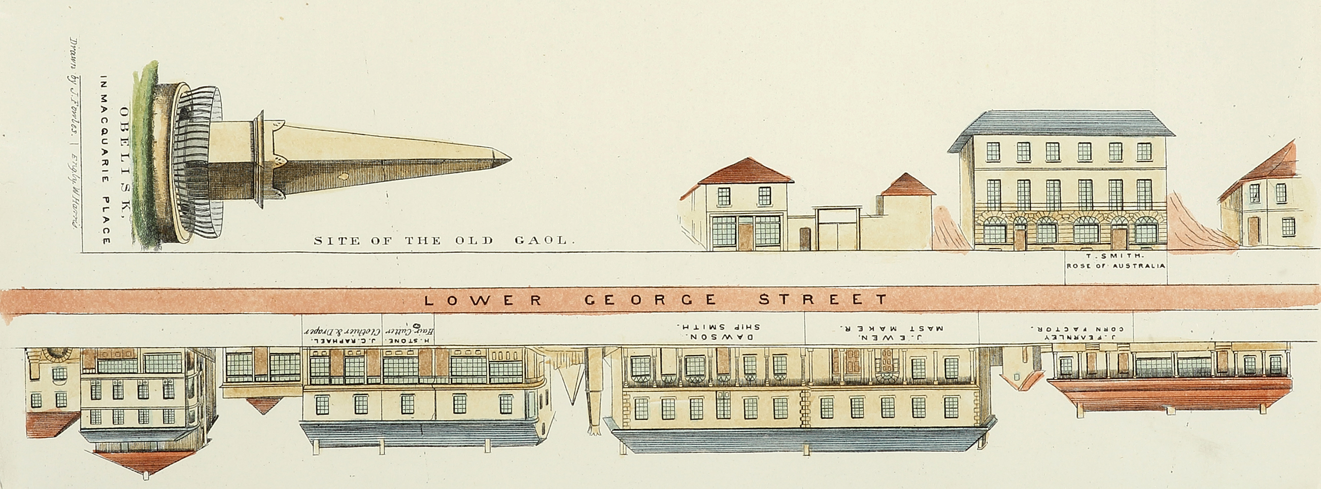 Lower George Street - Antique Print from 1878