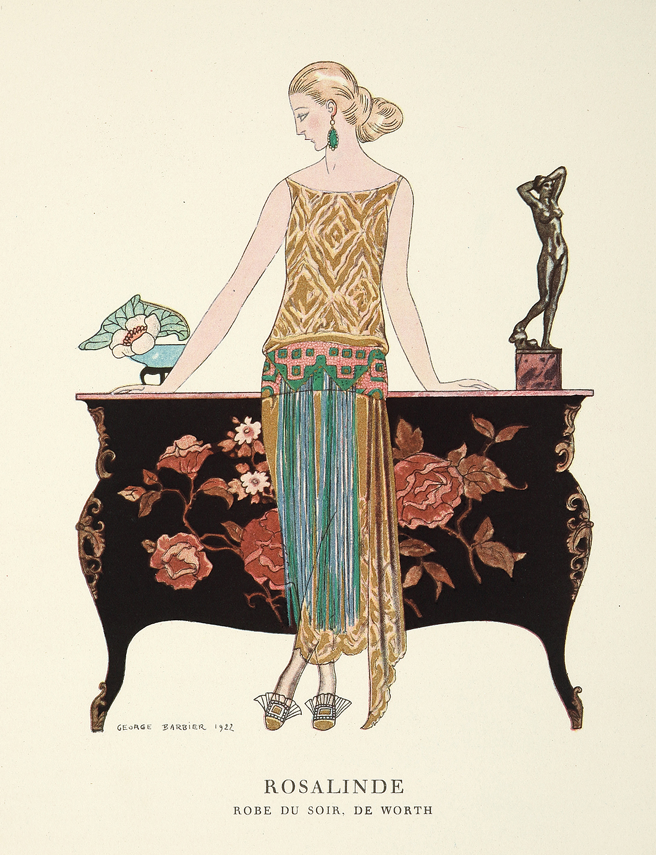 Rosalinde du Soir, de Worth. - Vintage Print from 1922