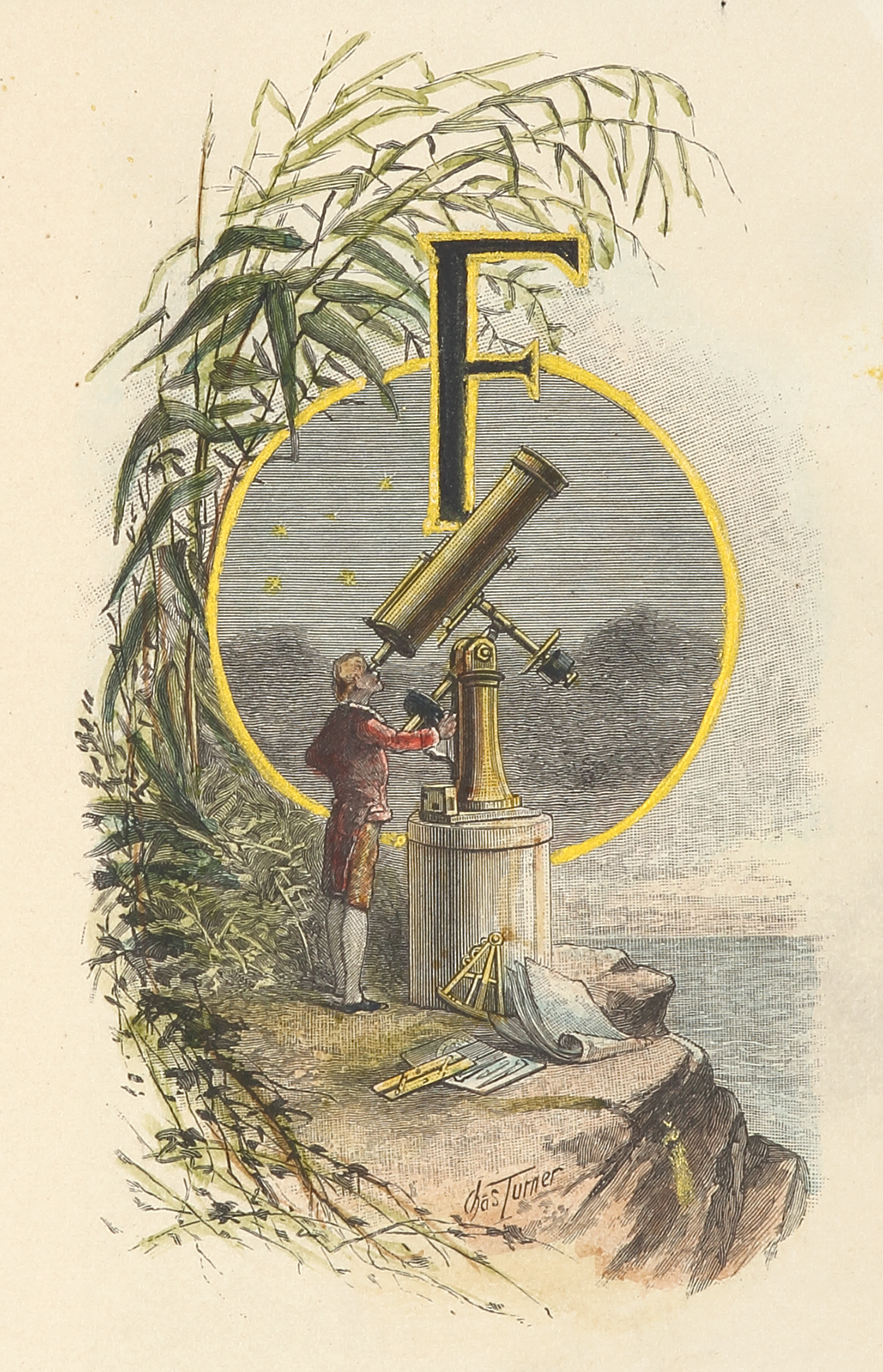 The Astronomer - Antique Print from 1886