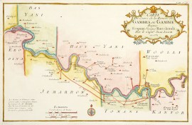 Carte du Cours de la Riviere de Gambra ou Gambie Depuis Eropina J’usqua Barrakonda Par le Capite, Jean Leach en 1732 Africa Countries Carte du Cours de la Riviere de Gambra ou Gambie Depuis Eropina J'usqua Barrakonda Par le Capite, Jean Leach en 1732